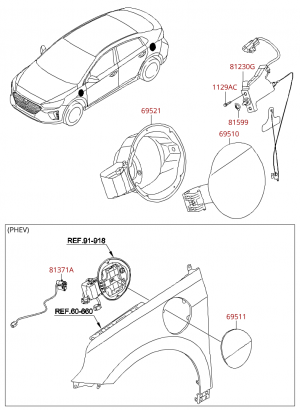 Лючок бензобака, составляющие