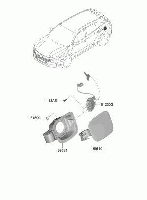 Лючок бензобака, составляющие