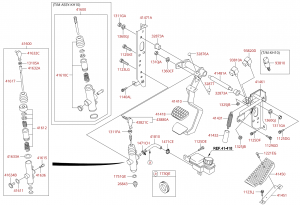 Педаль сцепления и тормоза