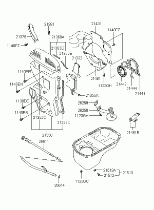 Крышка ременного привода и масляный картер