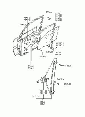 Стекло и стеклоподъемник - передняя дверь