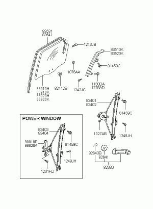 Регулятор стекла и стекло задней двери