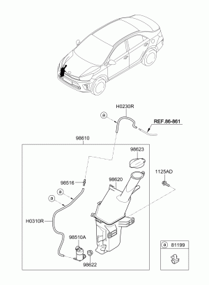 Электромоторнасос системы стеклоомывателя фар, стекол